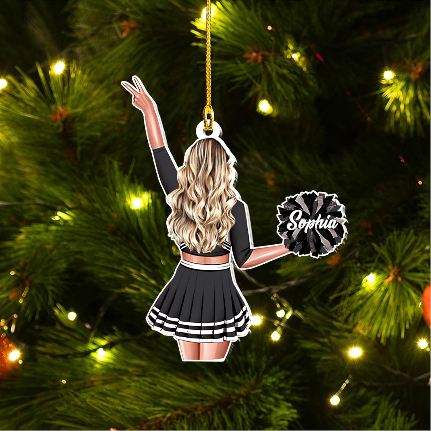 RoyalBro Personalized Cheerleader Christmas Ornament 2023, Cheer Girl Dancer with Pompom, Cheerleading Lovers Ornaments Cheerleading Ornament Gift Cheer Cheerleader Ornaments Xmas (C16)