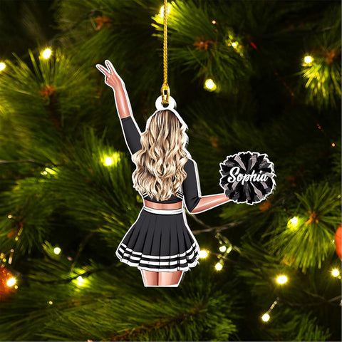 RoyalBro Personalized Cheerleader Christmas Ornament 2023, Cheer Girl Dancer with Pompom, Cheerleading Lovers Ornaments Cheerleading Ornament Gift Cheer Cheerleader Ornaments Xmas (C16)