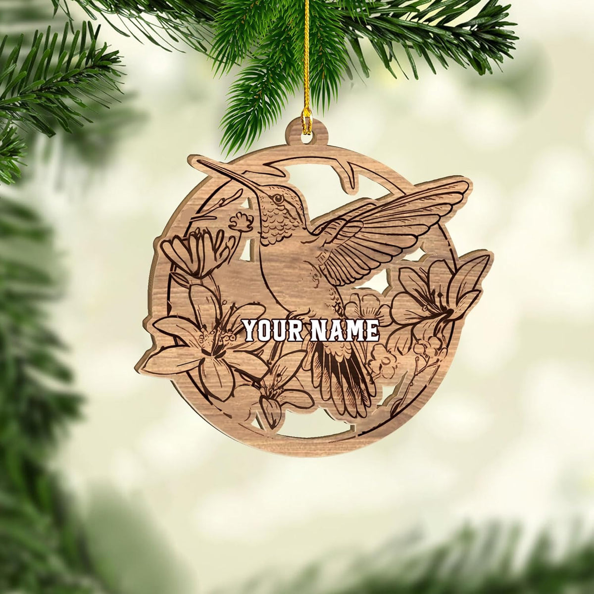 MAPrints Personalized Hummingbird Ornaments for Christmas Tree 2024, Hummingbird Christmas 2024 Ornament, Bird Printed Wood Ornament, Gifts for Bird Lovers (NBird 8)