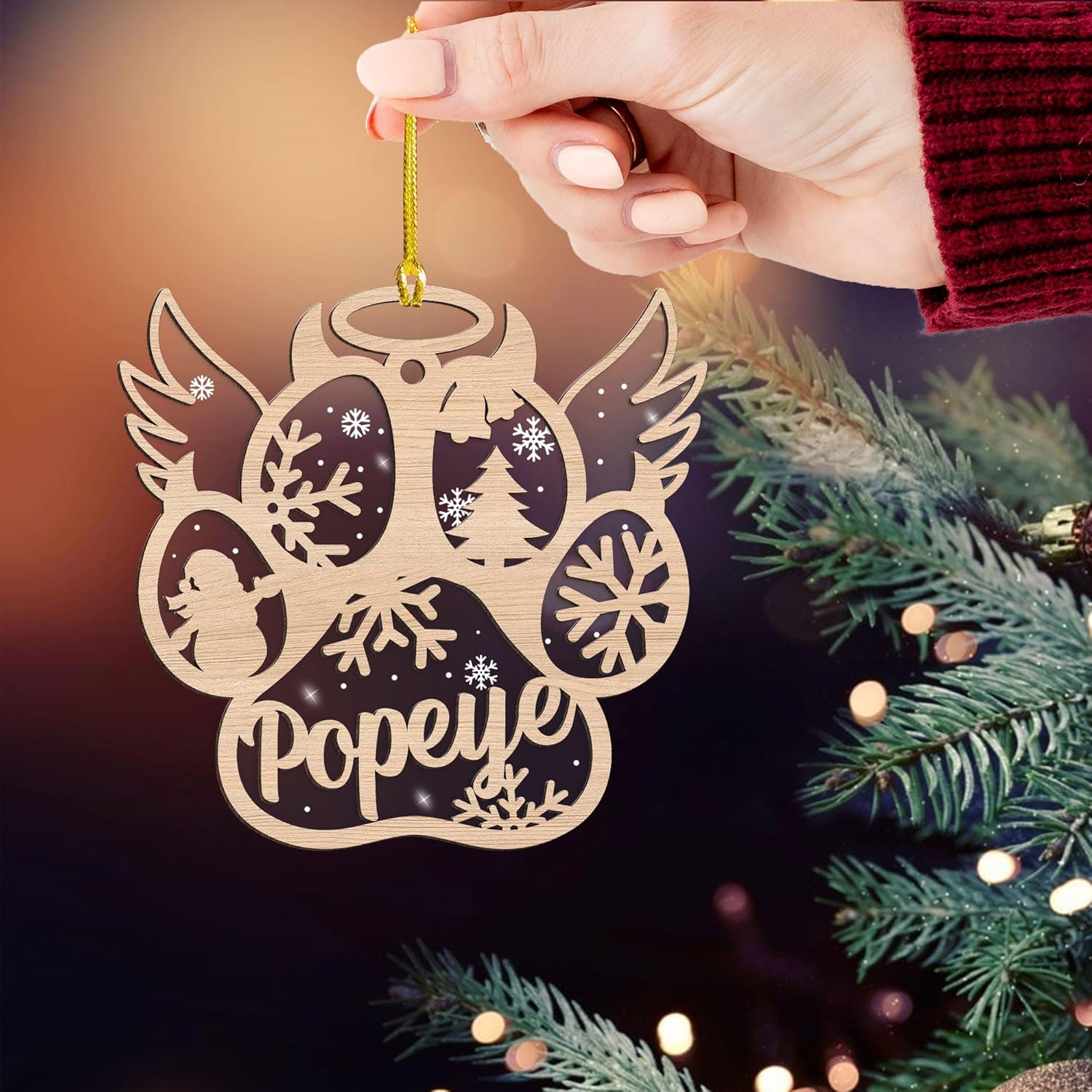 Royal Fight Personalized Dog Cat Paw Ornament Christmas Customized Memorial Dog Ornament for Christmas Tree Dogs Cat Pet Name Ornaments Dog Cat Ornaments (Dog 1)