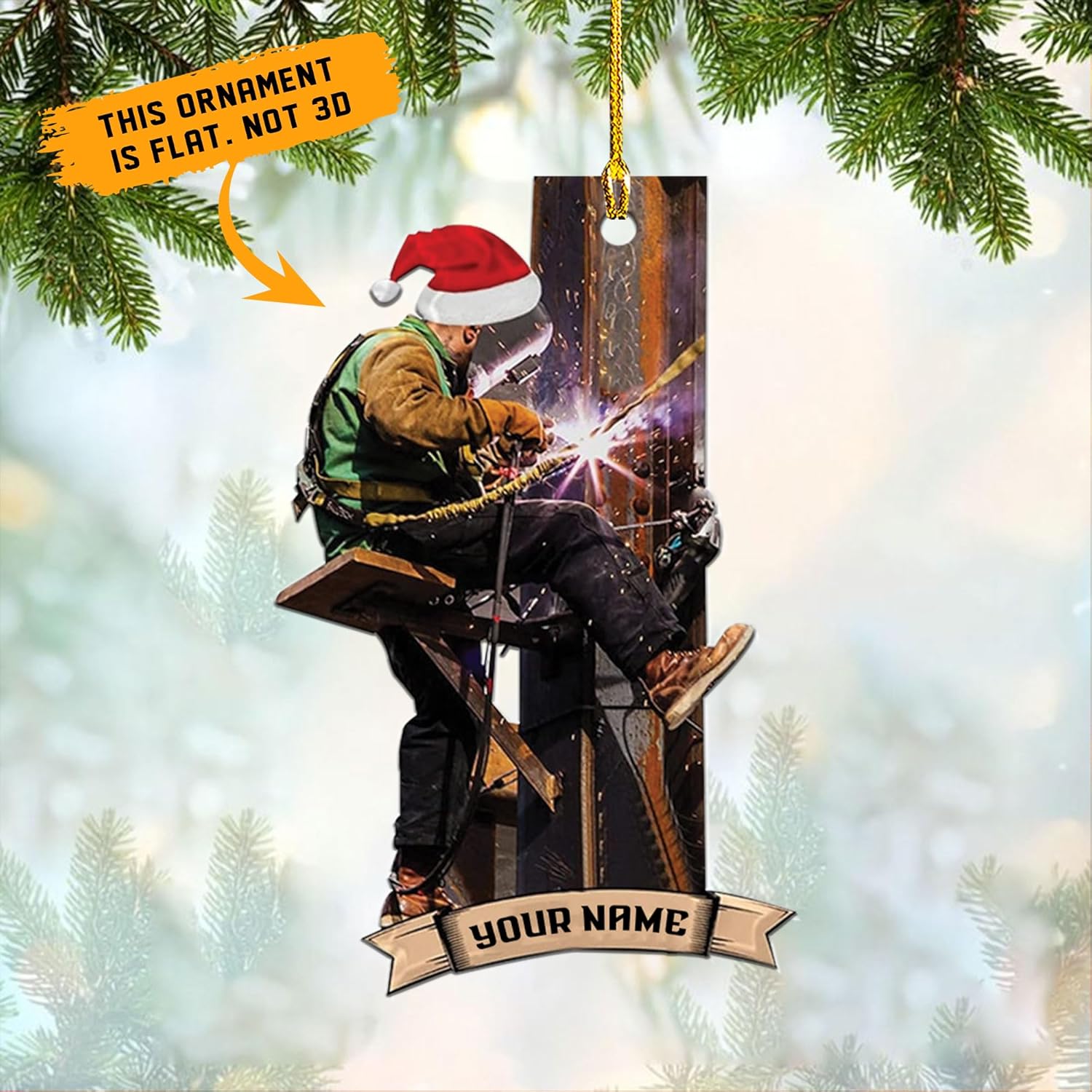 HomeDesign Personalized Welder Ornament, Custom Welder Ornaments Welding Ornaments Flat Two Sided Hanging Plastic Ornaments Welder Gift Christmas Ornament Hanging Decorations Ornament (WD8)