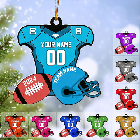 AOVL Personalized Football Ornament Customized Football Christmas Ornaments Football Ornament Christmas Hanging Décor Gift for Football Fans Football Gifts for Football (HFB1)