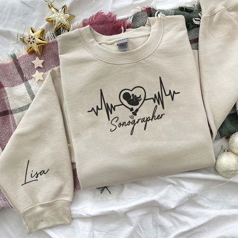 Custom Sonographer Embroidered Sweatshirt Ultrasound Tech Gifts For Women Sonography Technician Graduation Gift Sonographers