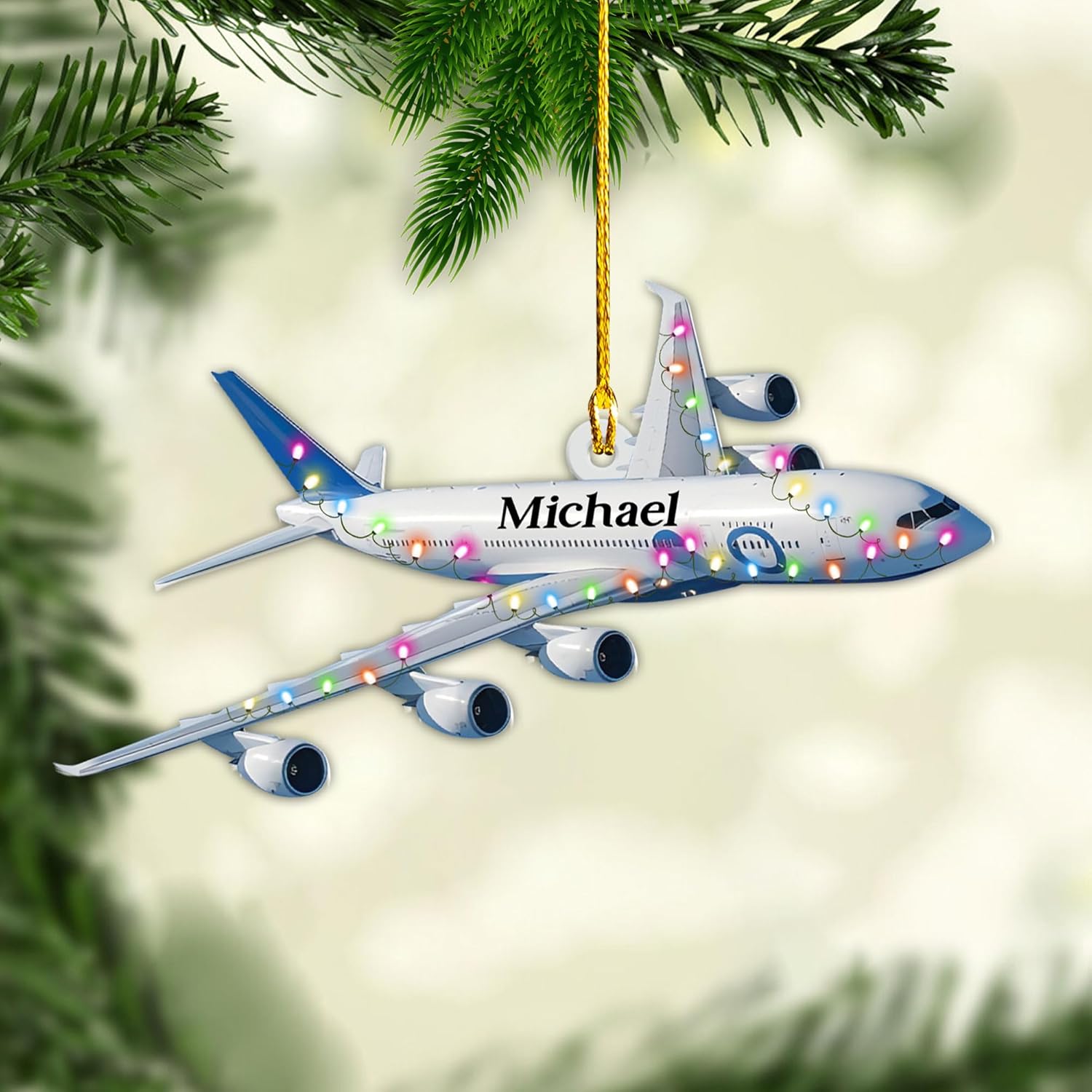 Personalized Airplane Christmas Ornaments 2024, Pilot Christmas Tree Ornament, Travel Ornaments, Airplane 2D Flat Shape Ornament, Airplane Lovers Keepsake, for Pilots (Airplane 2)