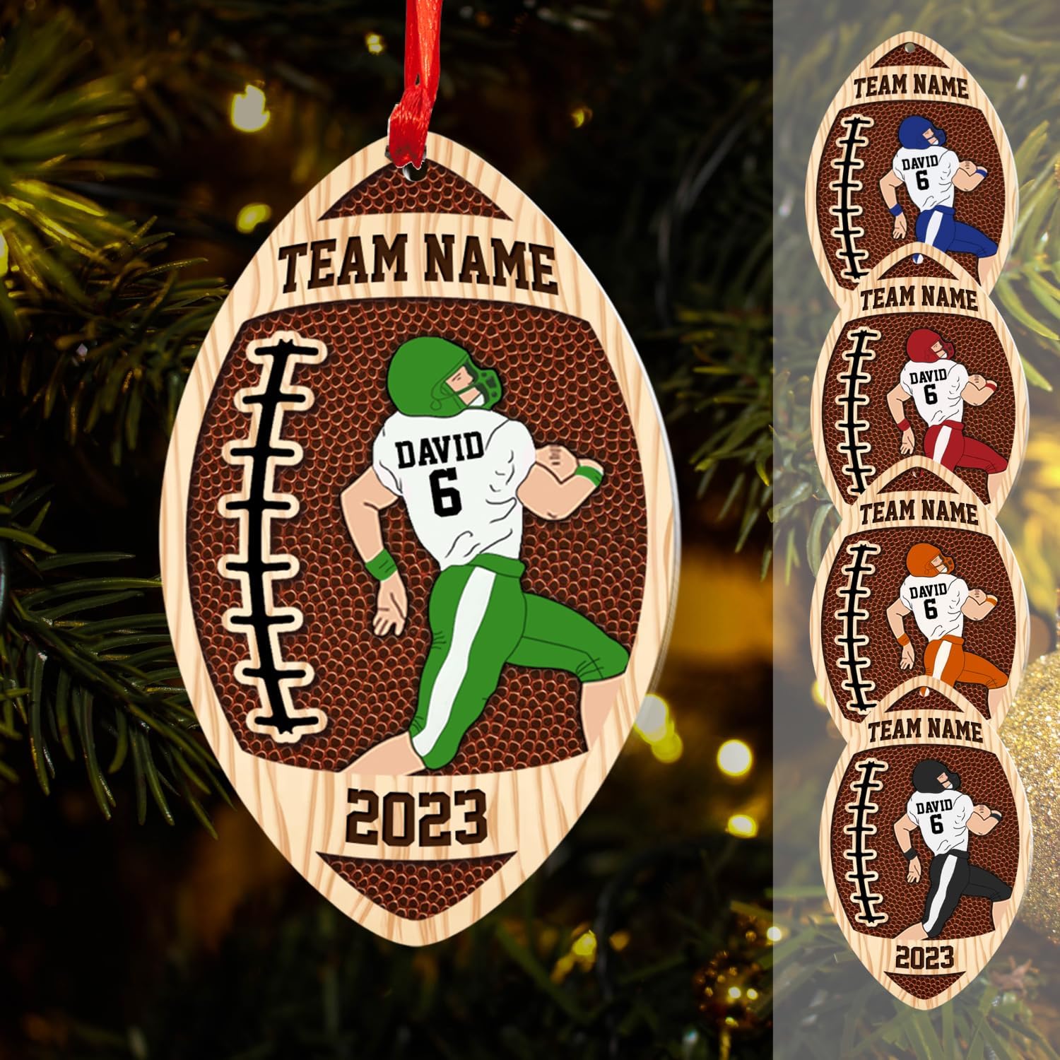 Suseaz Personalized Football Ornament 2024, Customized Football Christmas Ornaments, Football Ornament Christmas Hanging D��cor Gift for Football Fans Football Gifts Gift for Football Player (ON181)