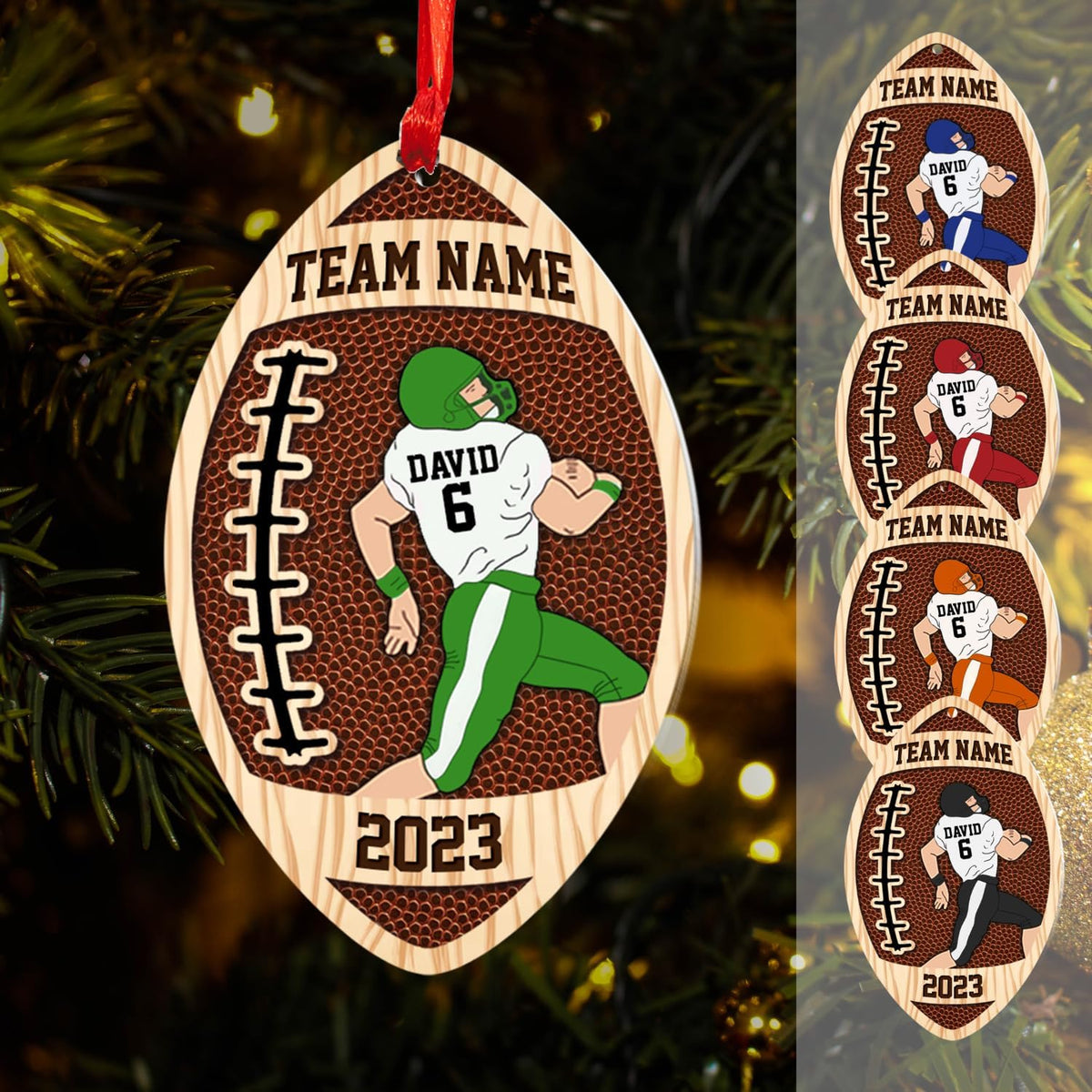 Suseaz Personalized Football Ornament 2024, Customized Football Christmas Ornaments, Football Ornament Christmas Hanging D��cor Gift for Football Fans Football Gifts Gift for Football Player (ON181)