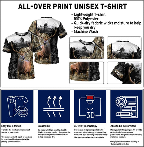 Custom Camo US Flag Deer Elk Buck Camouflage Hunting Hunter Antlers Shirt, Dad Gift Fathers Day