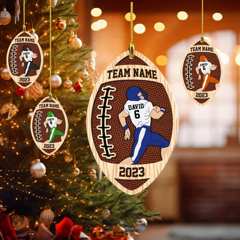 Suseaz Personalized Football Ornament 2024, Customized Football Christmas Ornaments, Football Ornament Christmas Hanging D��cor Gift for Football Fans Football Gifts Gift for Football Player (ON181)