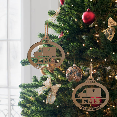 MAPrints Personalized EMS EMT Paramedic Cutout Wood Christmas Ornament 2024, Custom EMS, EMT Uniforms Ornament, Medical Christmas Ornaments, EMS Star of Life EMT Paramedic Ornaments (EMS 4)