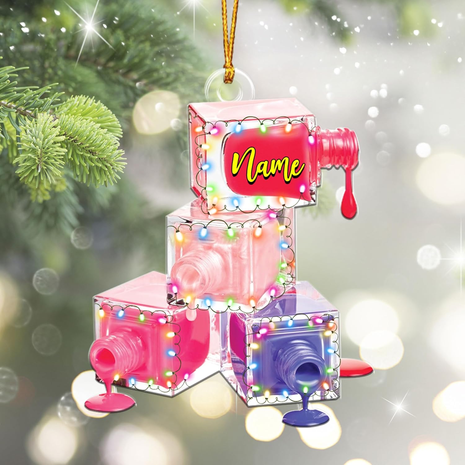 AOVL Personalized Nail Ornament,Nail Technician Ornament, Nail Technician Ornaments, Makeup Ornaments Makeup Christmas Ornament, Nail tech Gifts, Nail Technician Gifts (Nail 4)