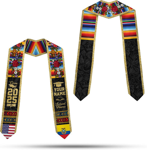Pretyprints Ecuador Graduation Stole, Ecuadorians American Flag Graduation Sash 2025, Ecuadorians Graduation Sash