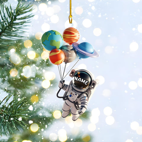 Personalized Astronaut Christmas Ornament Custom Name Rocket Spaceship Ornament for Christmas Tree Xmas Home Decoration Gifts for Boys Children Space (Acrylic, Style 5)