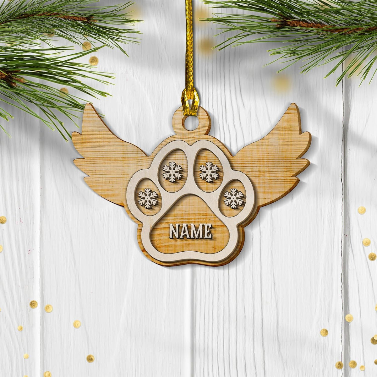 MAPrints Personalized Wooden Dog Cat Paw Ornament Christmas 2024, Custom Dog Paw Layered Wood Ornaments with Names, Pet Paw Wooden Dog Ornament, Pet Paw Christmas Ornament (PAW 7)