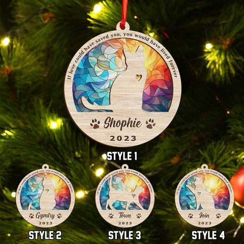 Mostefy Personalized Wooden Dog Cat Paw Ornament Christmas, Custom Dogs Cat Suncatcher Pet Name Ornaments, Customized Memorial Dog Ornament for Christmas Tree (Suncatcher 1)