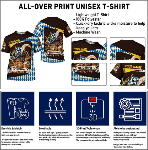 Pretyprints Personalized Oktoberfest Custom Name Shirt Gift For Beer Lover Oktoberfest 3D Shirts Beer Drinking Festival