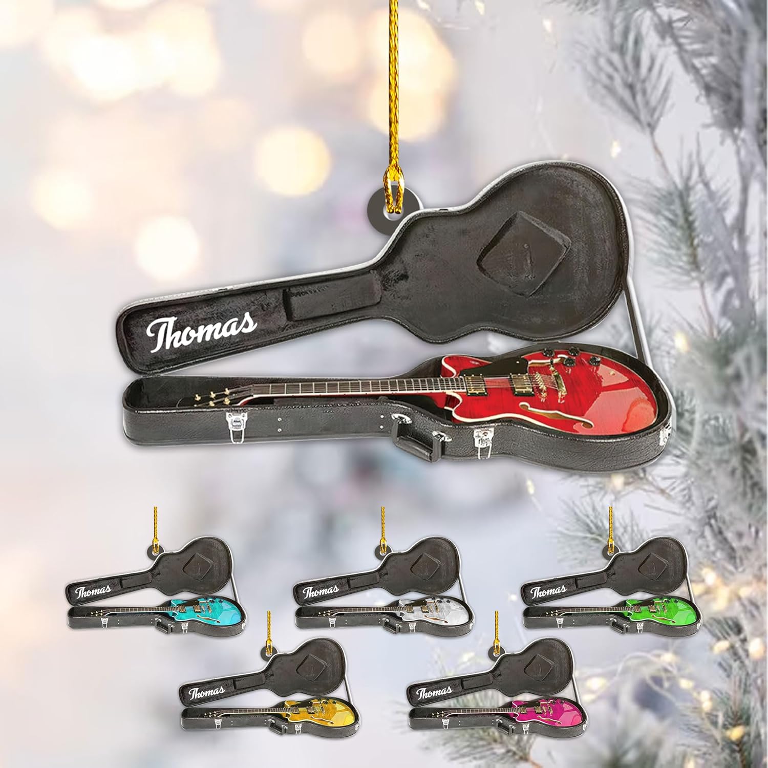 Artparel Personalized Guitar Ornament, Gifts for Guitar Lovers, Guitarist Music Lovers, Guitar Gifts for Guitar Players Lovers, Guitar Musical Instrument Christmas Ornament 2023 (Guitar 4)