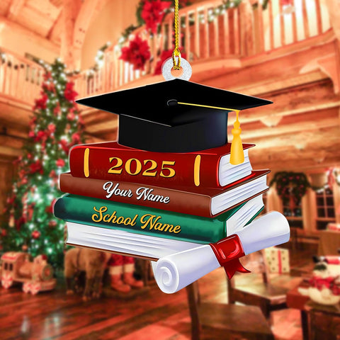Ligthuy Personalized Graduation Ornament, Graduation Ornaments Class of 2024 2025, College Master Senior Year Christmas Ornament 2024 2025, Pine Hanging Decoration for Xmas (Graduation 7)