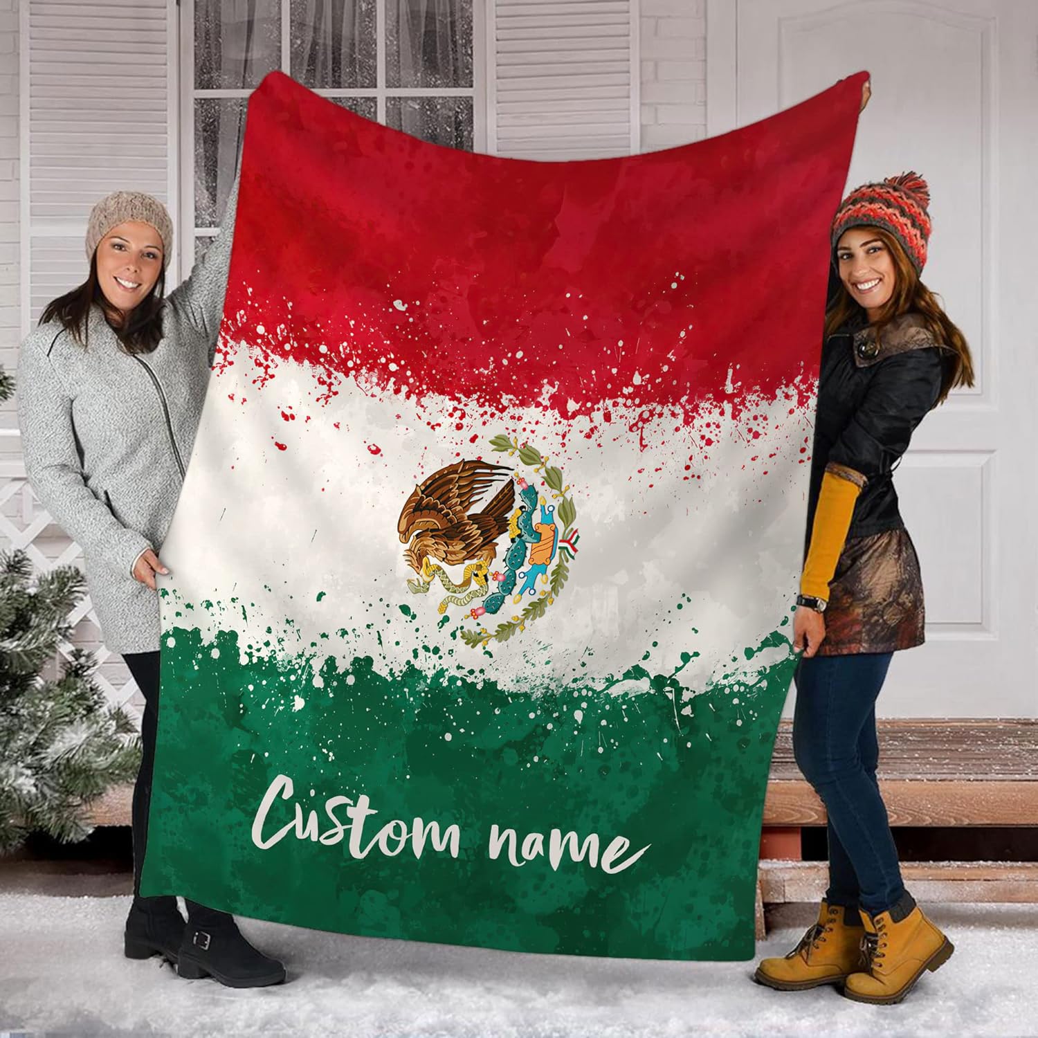 Personalized Name Mexico Blanket for Men and Women, Customized Mexico Blankets, Mexico Flag Mexican Flag Blanket Funny Gift Fuzzy Plush Soft Micro Fleece Sherpa Blanket Bed Throw (BLMX01)