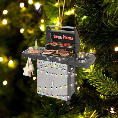 Personalized Grill Christmas Ornaments, BBQ Grill Ornament 2024, Smoker Christmas Ornament, Barbeque BBQ Ornament, Grilling Christmas Ornaments Cooking Hanging Gift for Griller Grill Master (BBQ7)
