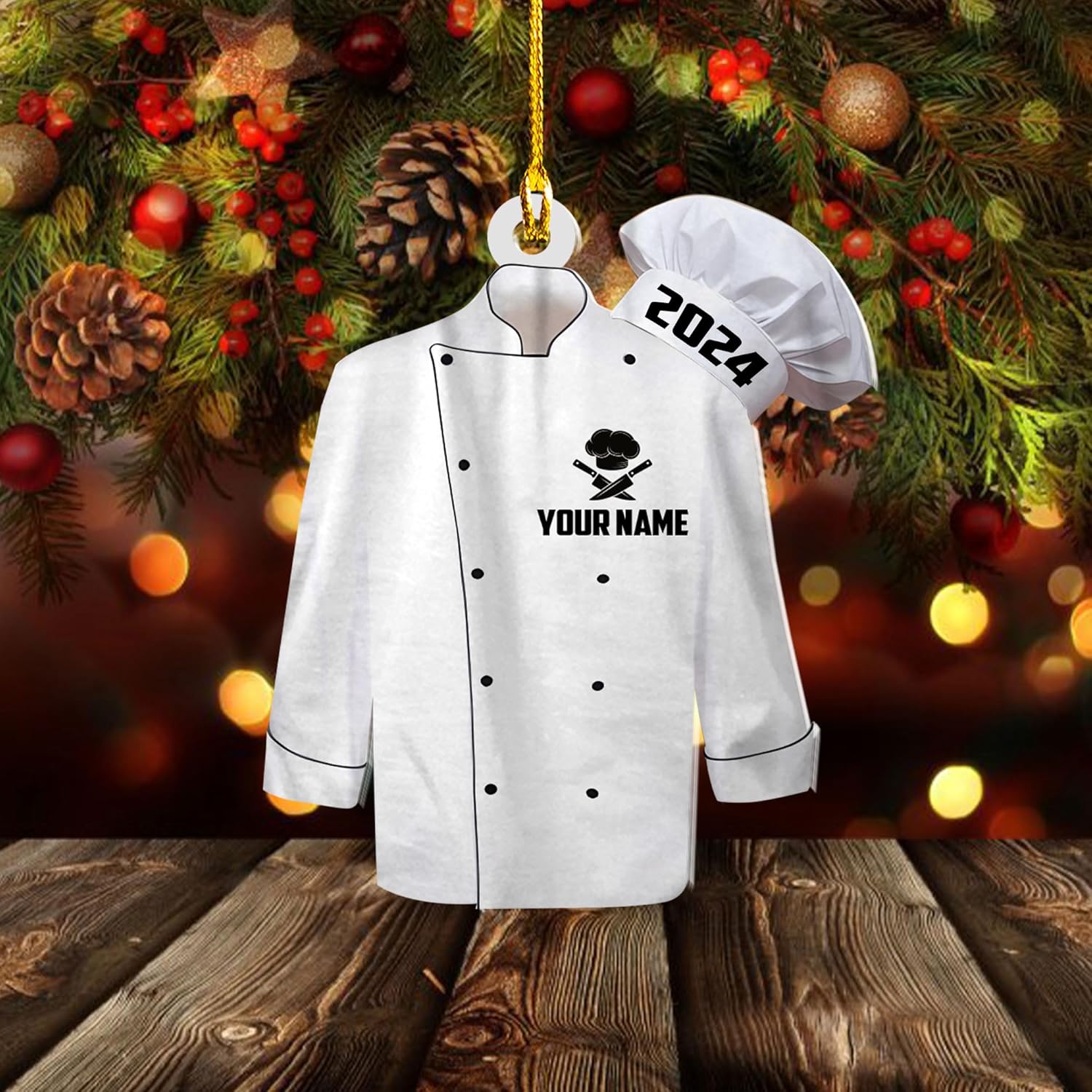 Paniprints Personalized Chef Christmas Ornaments 2024, Chef Ornament, Cooking Christmas Ornaments, Kitchen Christmas Ornaments for Xmas (Chef 11)