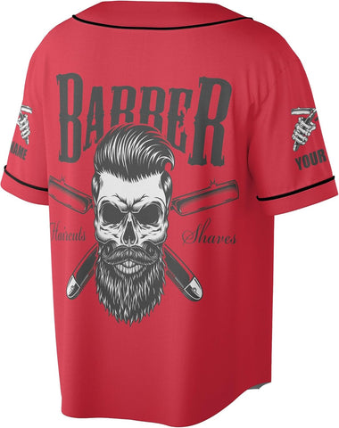 Custom Barber Shop Baseball Jersey Personalized Name Barber Shirt 3D for Men Women Hairdresser Shop Gift Scissors Pole Shirts