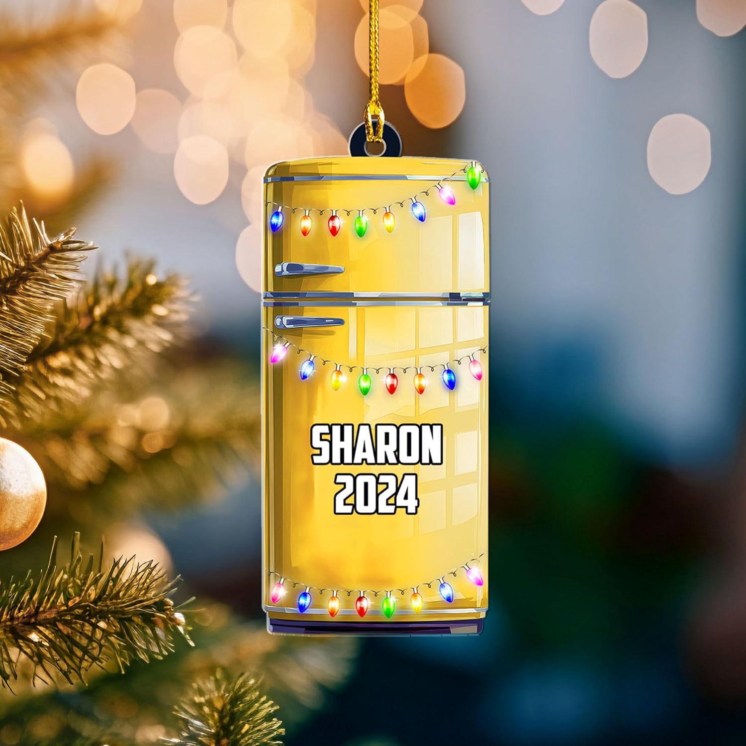 Personalized Refrigerator Ornament, Refrigerator Xmas Light Hanging Ornament, Refrigerator Lovers Ornament, Refrigerator Ornament (Acrylic, Style 7)