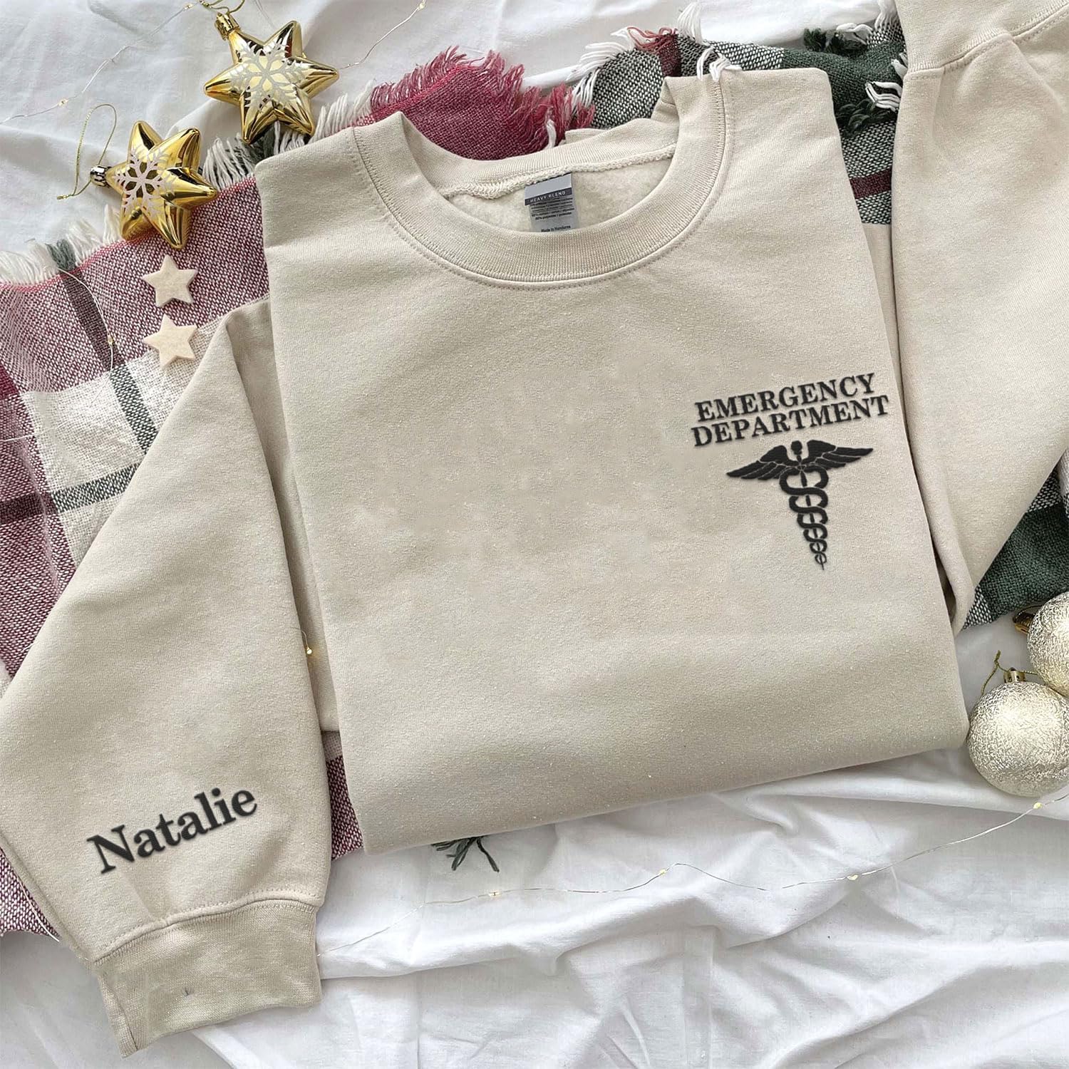 Custom Emergency Department Embroidered Crewneck Sweatshirt, Er Nurse Shirt, Emergency Nurse Hoodie, Er Nurse Gift, Rn Shirt (Cotton, SS407), Small-5X-Large
