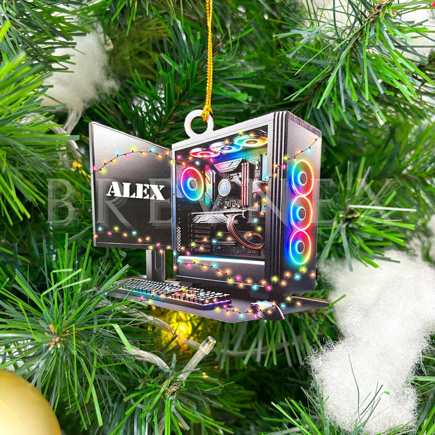 Personalized PC Computer Ornament Christmas, Custom Shape Flat Christmas Ornament for Gamer, Gaming Gamer Christmas Ornament Gift for Boys, PC Game Player Decoration with Custom Name (ON287)