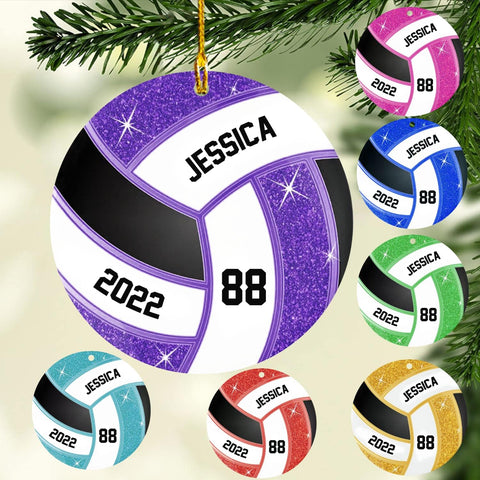 Mostprints Personalized Name Volleyball Ornament for Chrismas 2023, Custom Wood Volleyball Ornaments for Christmas Tree, Volleyball Ornaments for Men, Boy Christmas Pine Tree Hanging