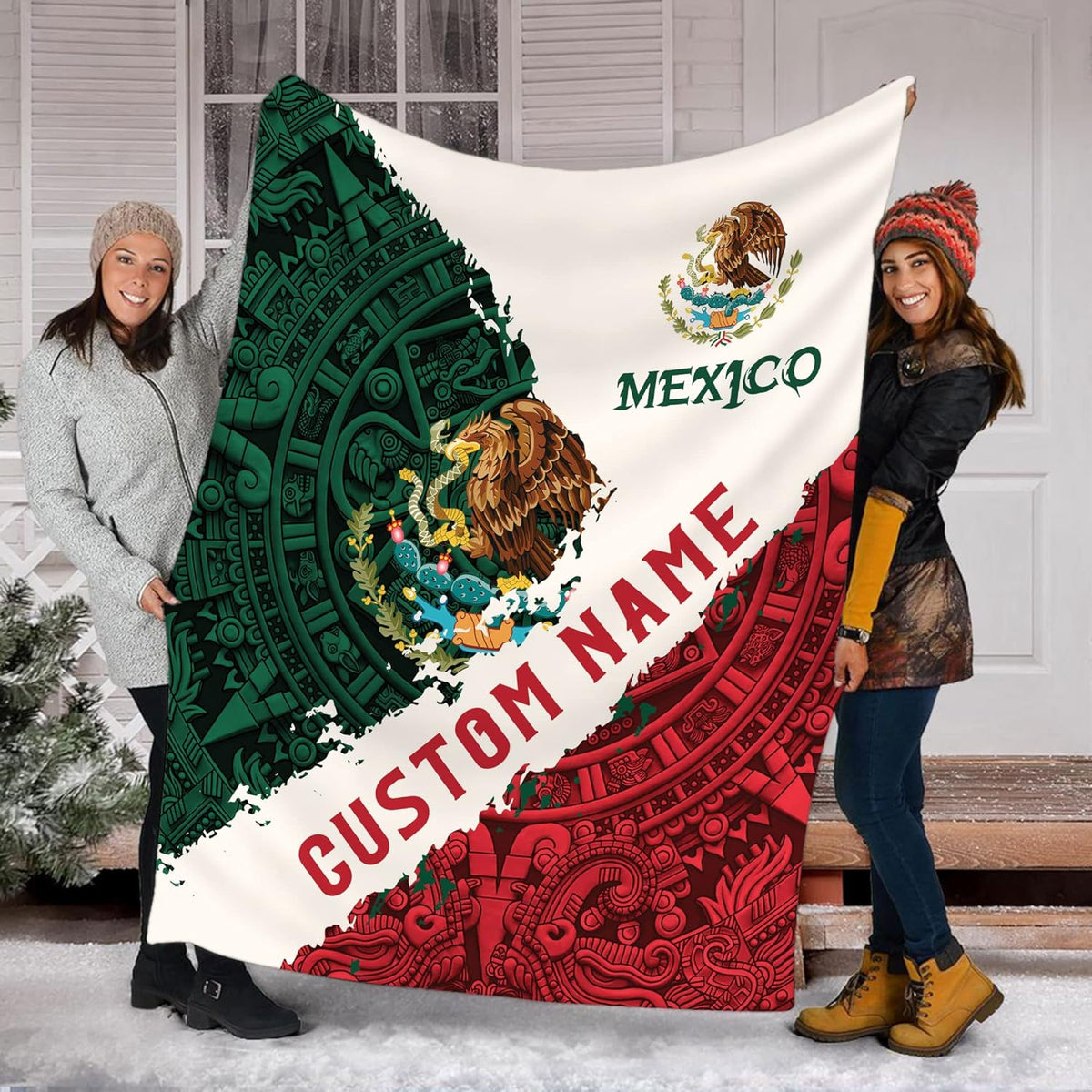 Personalized Name Mexico Blanket for Men and Women, Customized Mexico Blankets, Mexico Flag Mexican Flag Blanket Funny Gift Fuzzy Plush Soft Micro Fleece Sherpa Blanket Bed Throw (BLMX06)