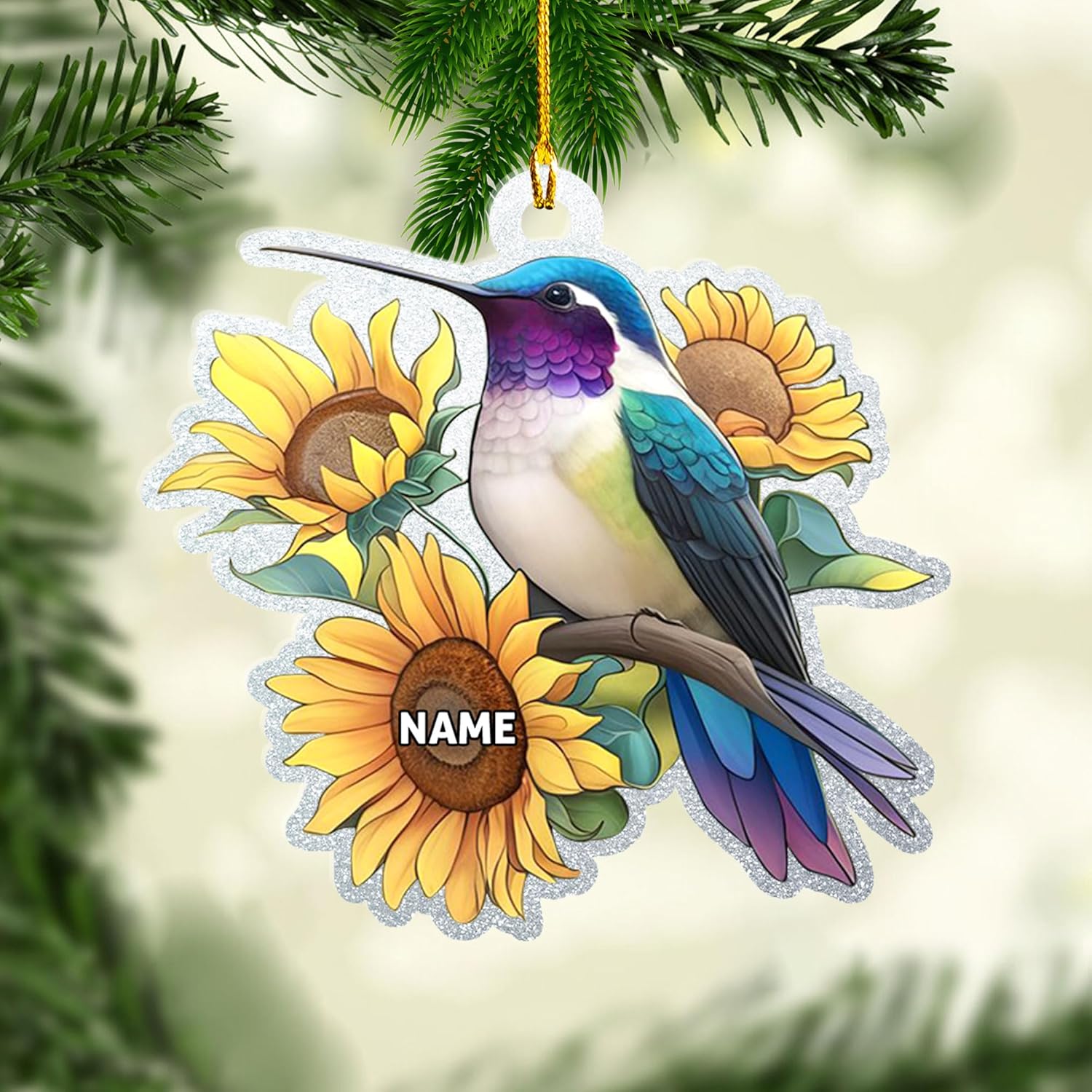 Personalized Hummingbird Ornaments for Christmas Tree 2024, Hummingbird Christmas 2024 Ornament, Bird Wood Acrylic 2D Flat Shape Ornament, Gifts for Bird Lovers (NBird 2)