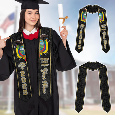 Pretyprints Ecuador Graduation Stole, Ecuadorians American Flag Graduation Sash 2025, Ecuadorians Graduation Sash