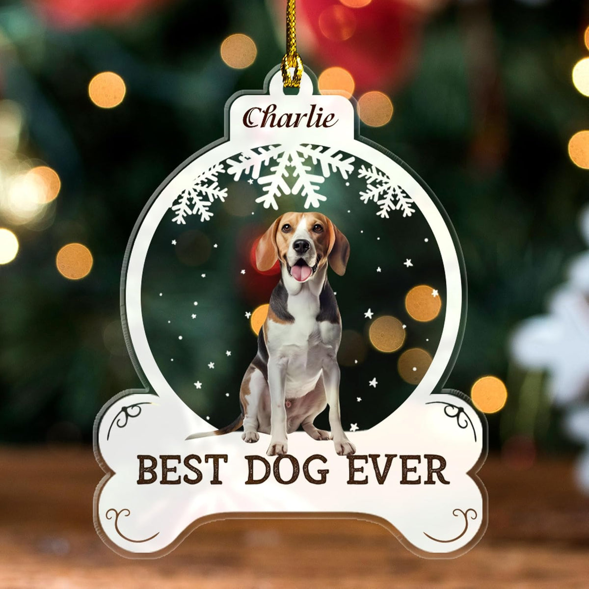 MAPrints Personalized Dog Ornament, Upload Image, Custom Photo Dog Ceramic Memorial Ornament, Dog First Christmas Ornament 2024, Pet Ornaments, Dog Memorial Gifts for Loss of Dog (Dog 5)