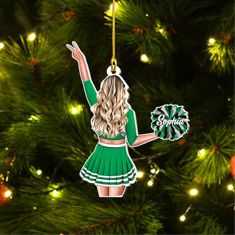 RoyalBro Personalized Cheerleader Christmas Ornament 2023, Cheer Girl Dancer with Pompom, Cheerleading Lovers Ornaments Cheerleading Ornament Gift Cheer Cheerleader Ornaments Xmas (C16)