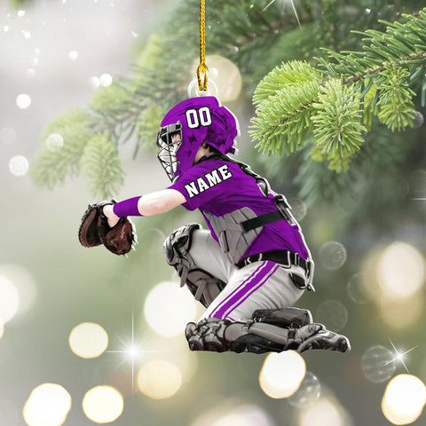 Artparel Personalized Baseball Ornament Christmas Tree Decoration Custom Baseball Christmas Ornament 2D Shape Flat Baseball Lover Gifts Beginner Baseball Players Ornament Gift (BB54)