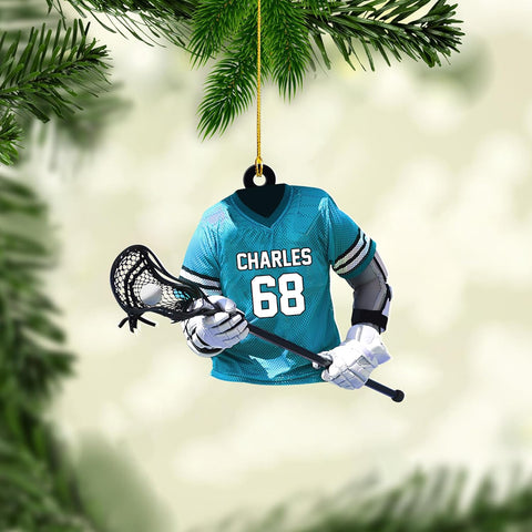 Artparel Custom Lacrosse Uniform Ornaments 2024 Lacrosse Gloves and Stick Acrylic Ornament Lacrosse Player Ornament Gifts for Lacrosse Lovers Lacrosse Sport Gifts (LC17)