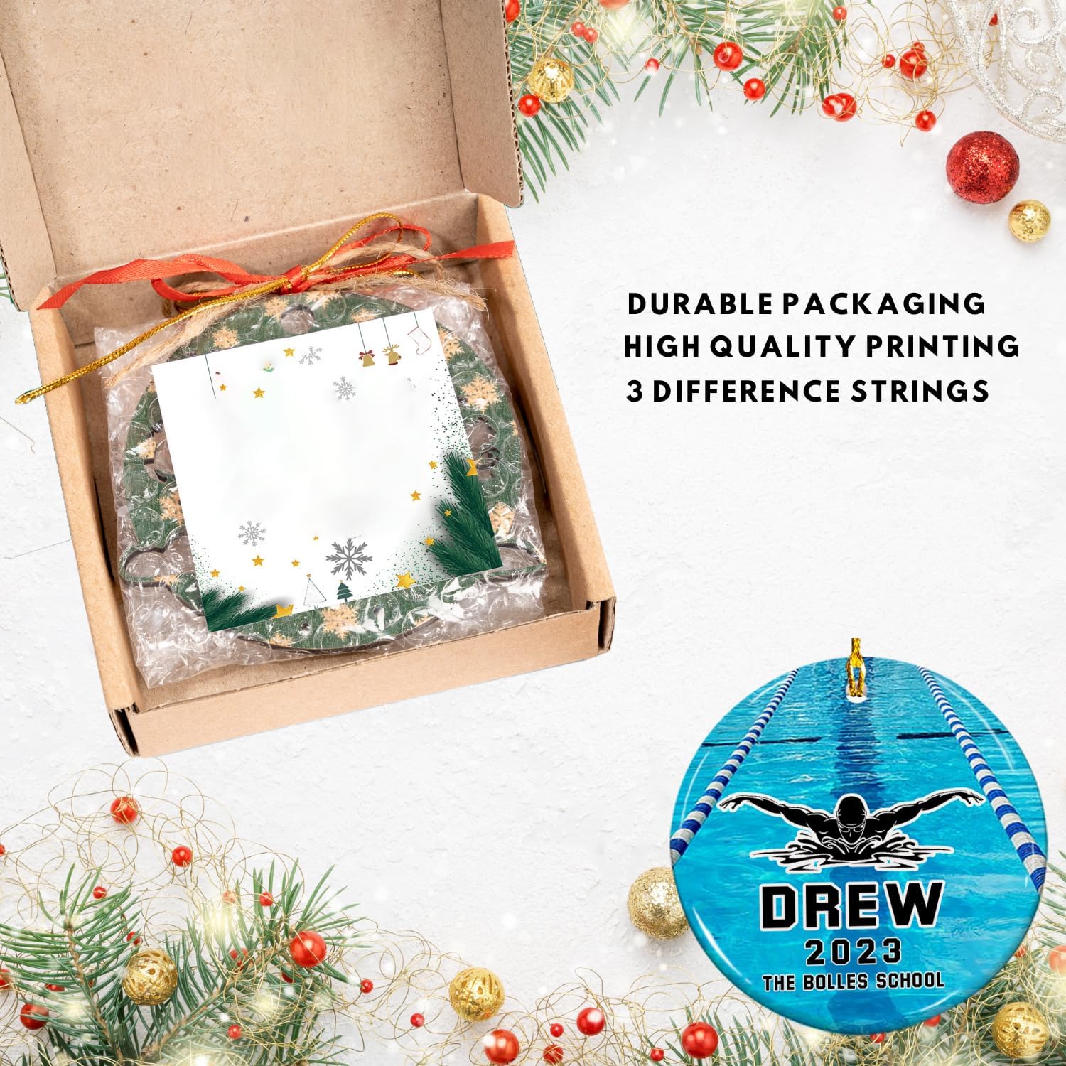 Suseaz Swimming Swimmer Ornament, Personalized Swimming Xmas Ornament Gifts for Men Women Swimmer, Custom Name Swimming Player Ornament, Swimmer Lover Ornament (Style 12)