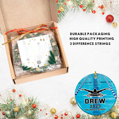 Suseaz Swimming Swimmer Ornament, Personalized Swimming Xmas Ornament Gifts for Men Women Swimmer, Custom Name Swimming Player Ornament, Swimmer Lover Ornament (Style 12)