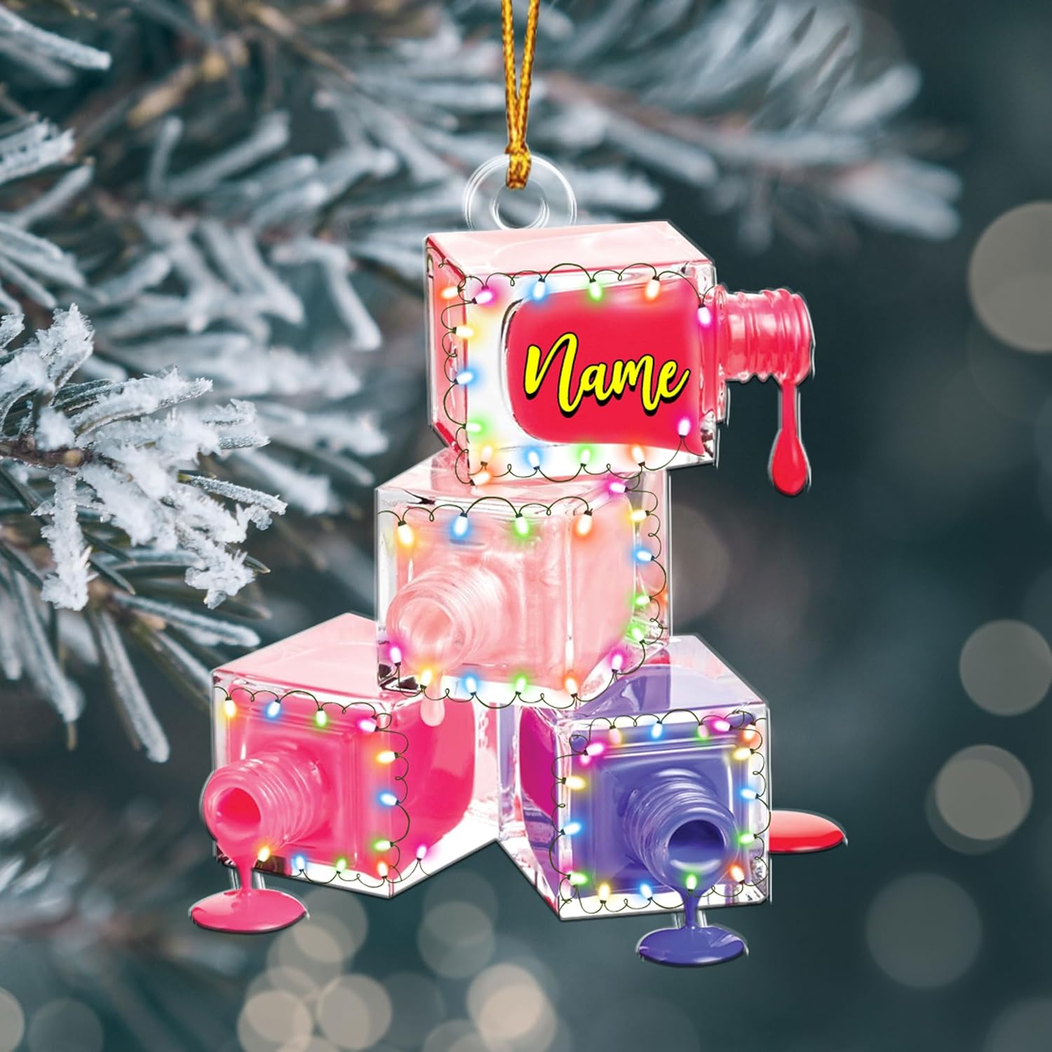 AOVL Personalized Nail Ornament,Nail Technician Ornament, Nail Technician Ornaments, Makeup Ornaments Makeup Christmas Ornament, Nail tech Gifts, Nail Technician Gifts (Nail 4)