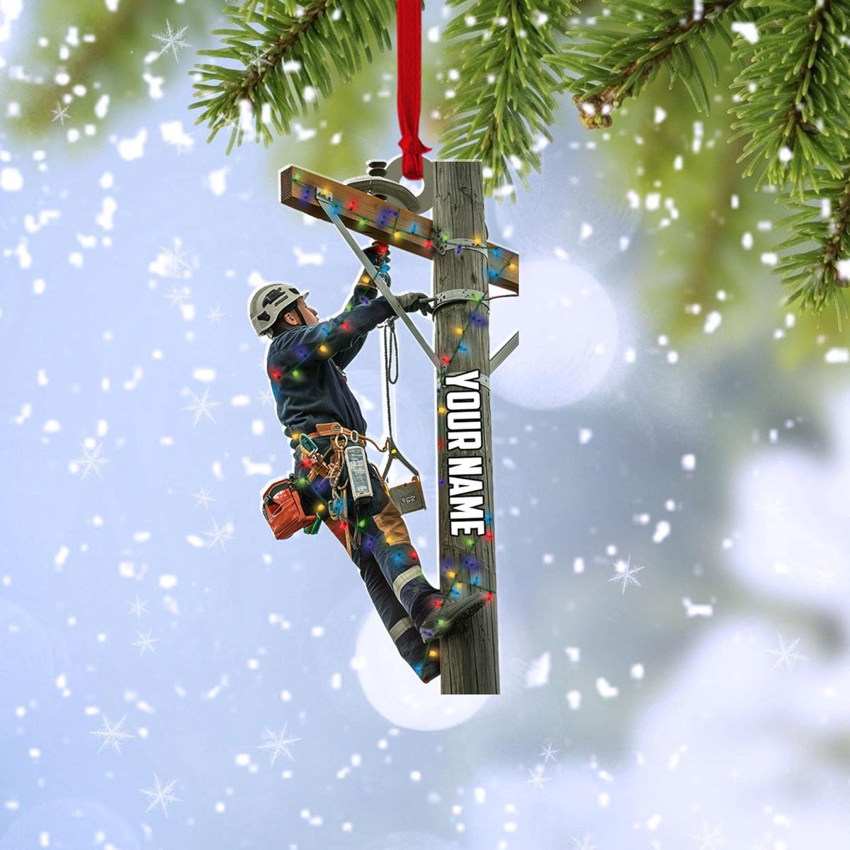 HomeDesign Personalized Lineman Ornament Custom Lineman Ornaments Line Man Christmas Ornaments Gifts for Lineman Ornament Lineman Christmas Hanging Ornament Lineman Gift Xmas Tree (Lm22)