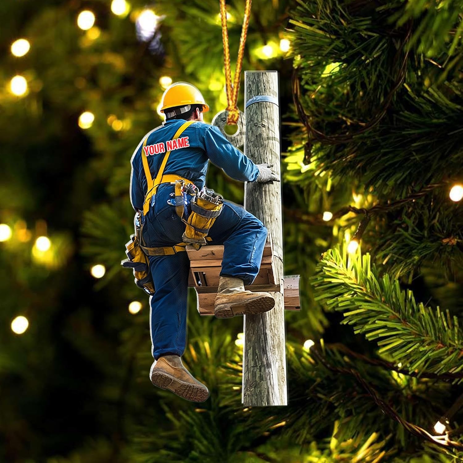 HomeDesign Personalized Lineman Ornament Custom Lineman Ornaments Line Man Christmas Ornaments Gifts for Lineman Ornament Lineman Christmas Hanging Ornament Lineman Gift Xmas Tree (Lm5)