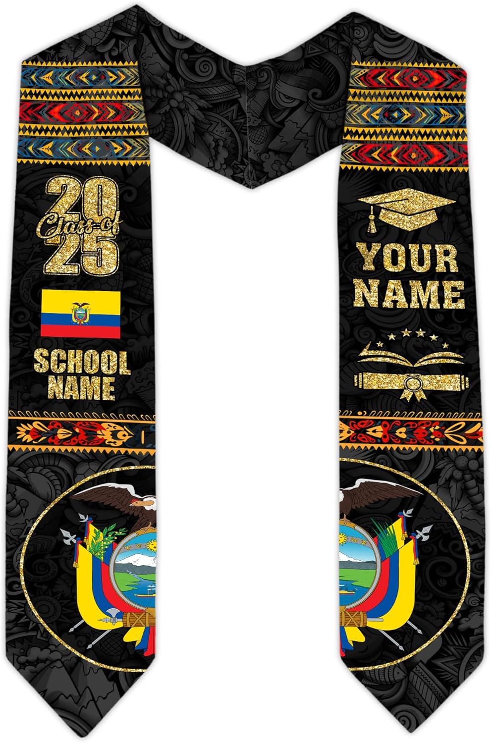 Pretyprints Ecuador Graduation Stole, Ecuadorians American Flag Graduation Sash 2025, Ecuadorians Graduation Sash