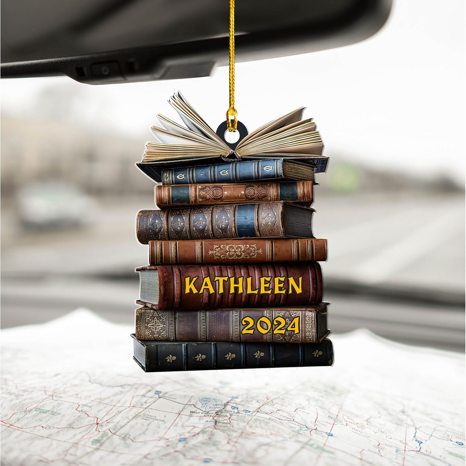 Personalized Book Title & Name, Customized Ornament Tree Gifts for Book Reading Lover Teacher Librarian School Librarian Assistant, Book Tree Ornament, Book Lover's Tree Ornament (Acrylic, Style 5)