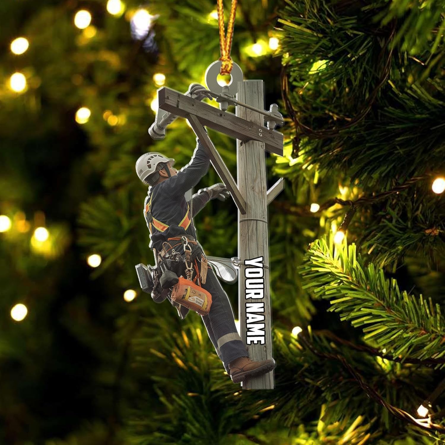 HomeDesign Personalized Lineman Ornament Custom Lineman Ornaments Line Man Christmas Ornaments Gifts for Lineman Ornament Lineman Christmas Hanging Ornament Lineman Gift Xmas Tree (Lm13)