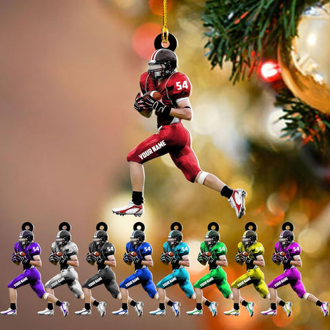 Artparel Personalized Football Ornament Customized Football Christmas Ornaments Football Ornament Christmas Hanging D��cor Gift for Football Fans Football Gifts Gift for Football (FB 24)