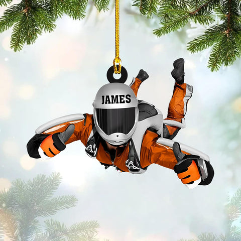 MoonArt Personalized Sky Diving Ornaments, Hot Air Balloon Acrylic, Skydiving Christmas Decorations Skydiver Suncatcher Flat Ornament, Skydiver Gift Christmas Holiday Vacation Ornament (1, SD4)