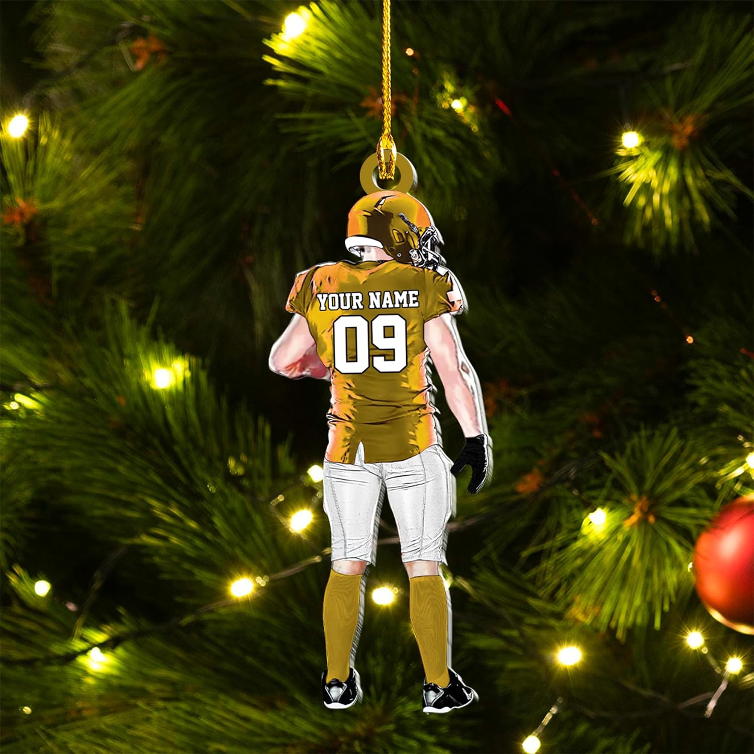 Artparel Personalized Football Ornament Customized Football Christmas Ornaments Football Ornament Christmas Hanging D��cor Gift for Football Fans Football Gifts Gift for Football Player (FB 7)