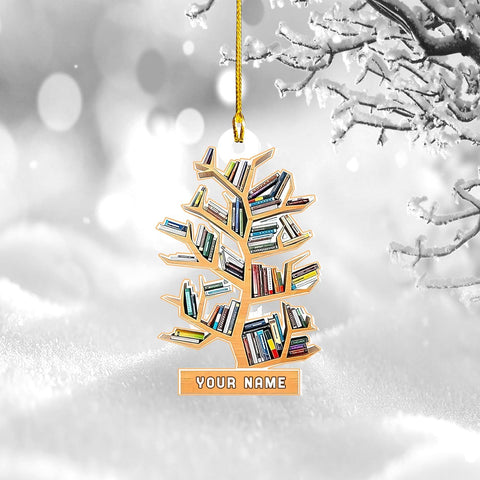 MAPrints Personalized Book Lovers Heart Ornament, Reading Book Xmas Ornament 2024, Bookshelf Wood Ornament Gift for Her Librarian 2D Flat Printed Wood Book Lovers Ornament (Book 10)