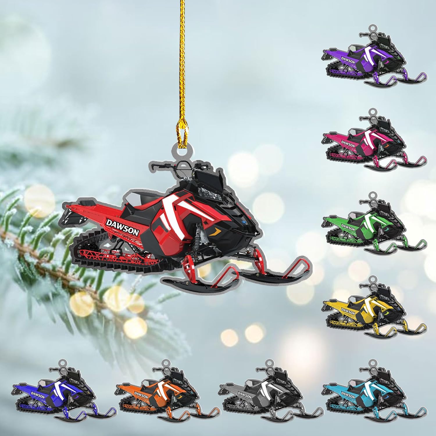 Artparel Personalized Customized Snowmobile Shoes Acrylic Christmas Ornament for Snowmobile Lovers (Snowmobile 3)