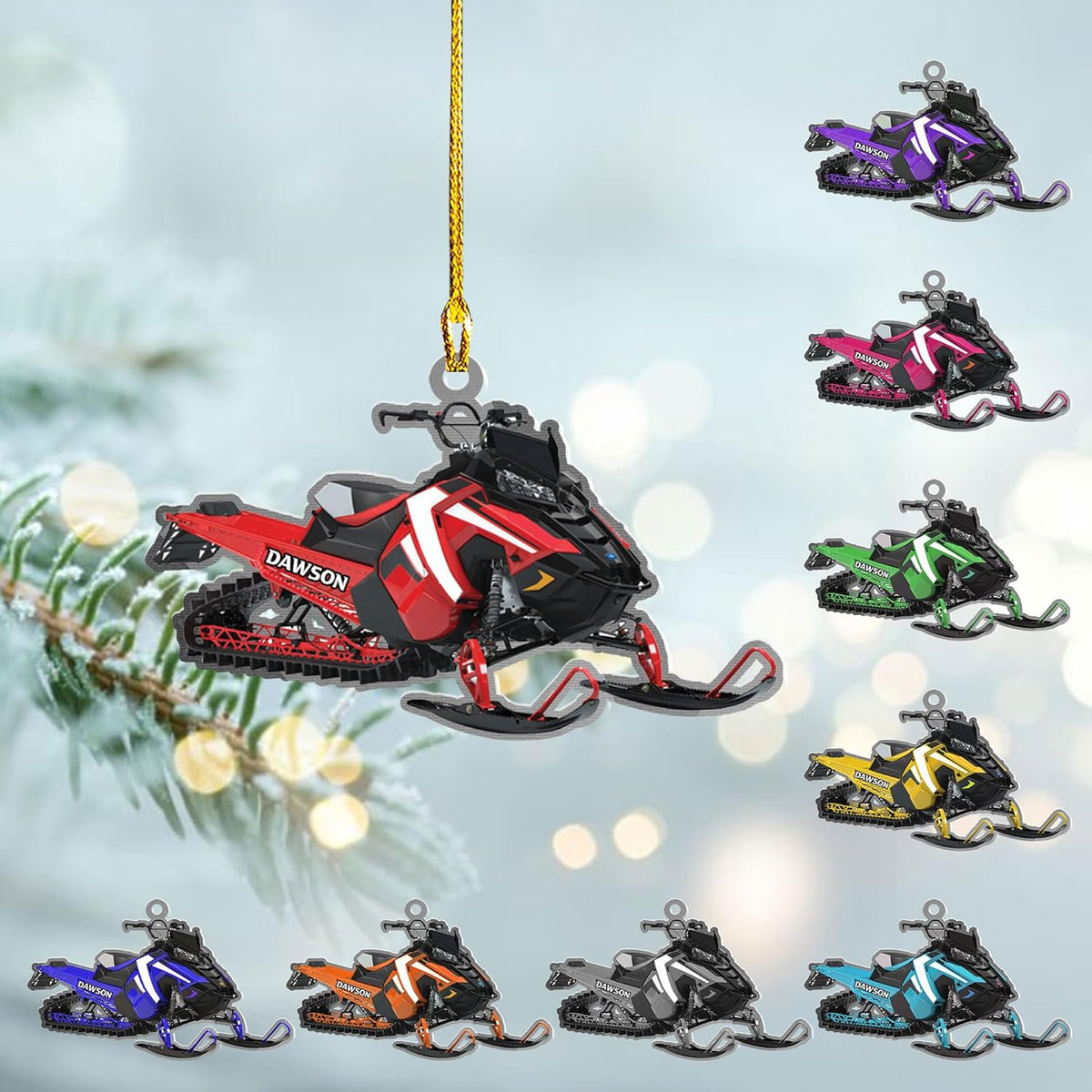 Artparel Personalized Customized Snowmobile Shoes Acrylic Christmas Ornament for Snowmobile Lovers (Snowmobile 3)